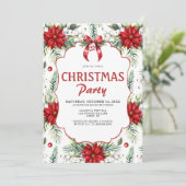 Winter Poinsettia Botanisch Kerstfeest Kaart (Staand voorkant)
