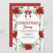 Winter Poinsettia Botanisch Kerstfeest Kaart (Voorkant / Achterkant)