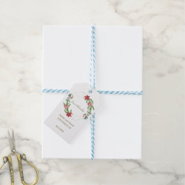 Winter Poinsettia Dennengebinten Kerst Huwelijk Cadeaulabel