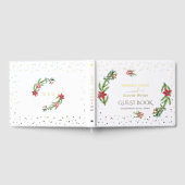 Winter Poinsettia Dennengebinten Kerst Huwelijk Gastenboek (Volledig)