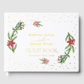 Winter Poinsettia Dennengebinten Kerst Huwelijk Gastenboek (Voorkant)