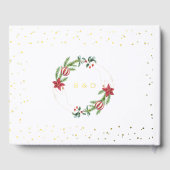 Winter Poinsettia Dennengebinten Kerst Huwelijk Gastenboek (Achterkant)