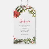 Winter Poinsettia groen bloemenbruiloft Cadeaulabel (Voorkant)