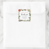 Winter Poinsettia groen bloemenbruiloft Vierkante Sticker (Tas)