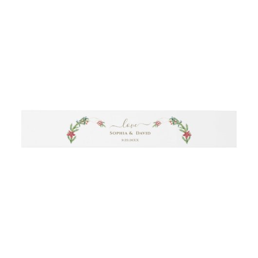 Winter Poinsettia Pijnboom Bes Kerst Bruiloft Uitnodigingen Wikkel (Vlak)