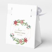 Winter Poinsettia Pine Berry Kerstmis Bruiloft Bedankdoosjes (Achterkant)