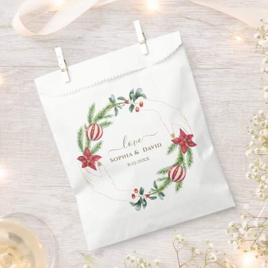 Winter Poinsettia Pine Berry Kerstmis Bruiloft Bedankzakje (Geknipt)