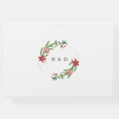 Winter Poinsettia Pine Berry Kerstmis Bruiloft Gastenboek (Achterkant)