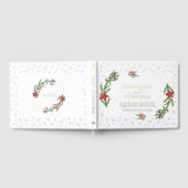 Winter Poinsettia Pine Berry Kerstmis Bruiloft Gastenboek (Volledig)