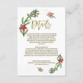 Winter Poinsettia Pine Berry Kerstmis Bruiloft Informatiekaartje