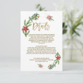 Winter Poinsettia Pine Berry Kerstmis Bruiloft Informatiekaartje (Staand voorkant)