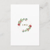 Winter Poinsettia Pine Berry Kerstmis Bruiloft Informatiekaartje (Achterkant)