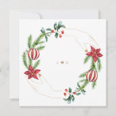 Winter Poinsettia Pine Berry Kerstmis Bruiloft Kaart (Achterkant)