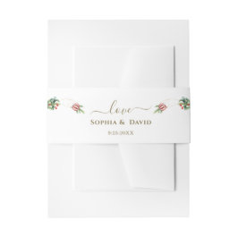 Winter Poinsettia Pine Berry Kerstmis Bruiloft Uitnodigingen Wikkel