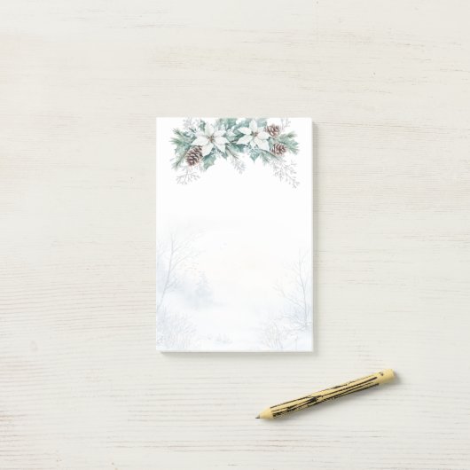 Winter Poinsettia Pine Cones Kerstmis Post-it® Notes (Op bureau)