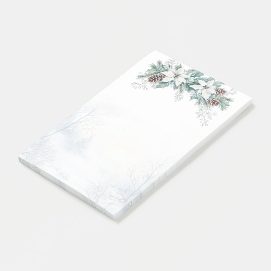 Winter Poinsettia Pine Cones Kerstmis Post-it® Notes (Schuin)