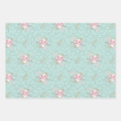 Winter Poinsettia Roze Groen pastel Kerstmis Inpakpapier Vel (Voorkant 2)