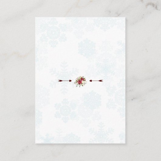 Winter Poinsettia Snowflakes Weddenschap Details Informatiekaartje (Achterkant)