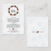 Winter Poinsettia Snowflakes Weddenschap Details Informatiekaartje (Voorkant / Achterkant)
