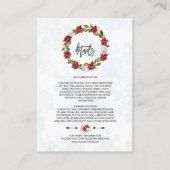 Winter Poinsettia Snowflakes Weddenschap Details Informatiekaartje (Voorkant)