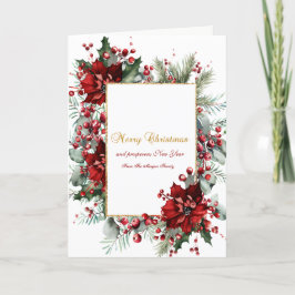Winter Poinsettia Vakantie  Feestdagen Kaart