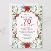 Winter Poinsettia Verrassing 70ste Verjaardagsfees Kaart (Voorkant)