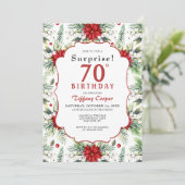 Winter Poinsettia Verrassing 70ste Verjaardagsfees Kaart (Staand voorkant)