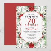 Winter Poinsettia Verrassing 70ste Verjaardagsfees Kaart (Voorkant / Achterkant)
