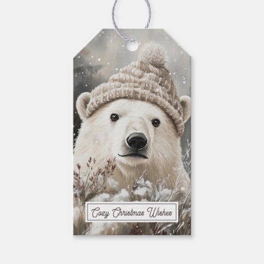 Winter Polar Bear Christmas Cadeaulabel (Voorkant)