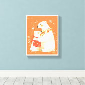 Winter Polar Bear Mom & Baby Cozy Nordic Canvas (Insitu (Houten vloer))