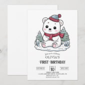 Winter Polar Beer 1e verjaardag Digitaal Kaart (Voorkant / Achterkant)
