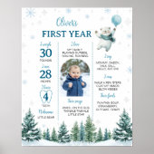 Winter Polar Beer 1st Birthday Milestone Foto Poster (Voorkant)