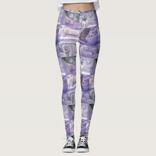 Winter Polar Beer Art Collage Leggings (Voorkant)