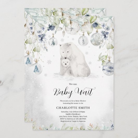 Winter Polar Beer Baby shower Kaart (Voorkant / Achterkant)