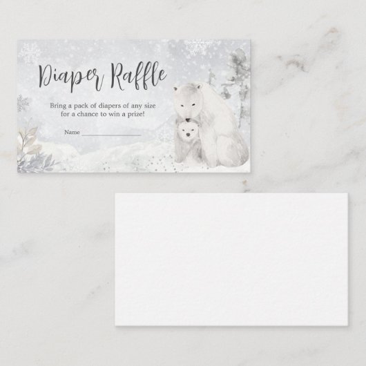 Winter Polar Beer Baby shower Luier Raffle Informatiekaartje (Voorkant / Achterkant)