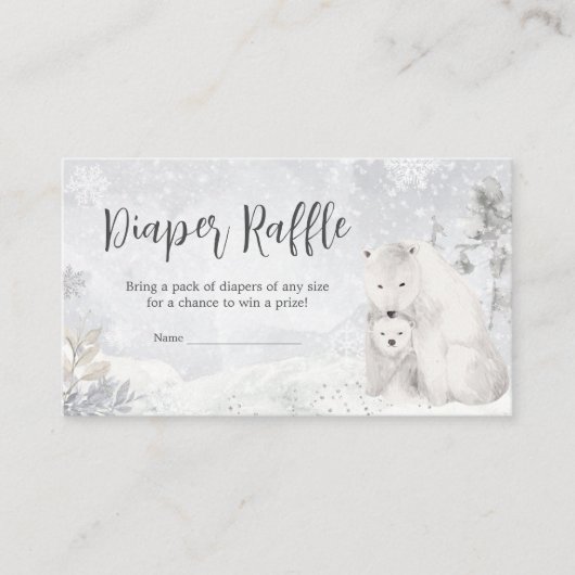 Winter Polar Beer Baby shower Luier Raffle Informatiekaartje (Voorkant)