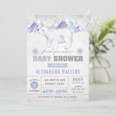 Winter Polar Beer Baby shower Uitnodiging Snowflak (Staand voorkant)