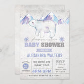 Winter Polar Beer Baby shower Uitnodiging Snowflak (Voorkant / Achterkant)