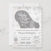 Winter Polar Beer Baby shower Uitnodiging Snowflak (Voorkant)