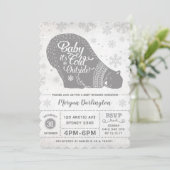 Winter Polar Beer Baby shower Uitnodiging Snowflak (Staand voorkant)