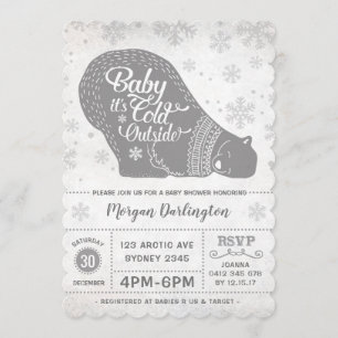 Winter Polar Beer Baby shower Uitnodiging Snowflak