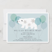 Winter Polar Beer Barly Wachten Blauw Baby shower Kaart (Voorkant)