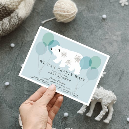 Winter Polar Beer Barly Wachten Blauw Baby shower Kaart