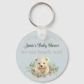 Winter Polar Beer Blauw Baby shower Favor Keepsake Sleutelhanger (Voorkant)