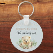 Winter Polar Beer Blauw Baby shower Favor Keepsake Sleutelhanger (Achterkant)