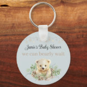 Winter Polar Beer Blauw Baby shower Favor Keepsake Sleutelhanger (Voorkant)