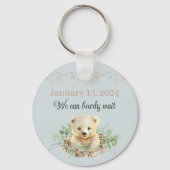 Winter Polar Beer Blauw Baby shower Favor Keepsake Sleutelhanger (Achterkant)