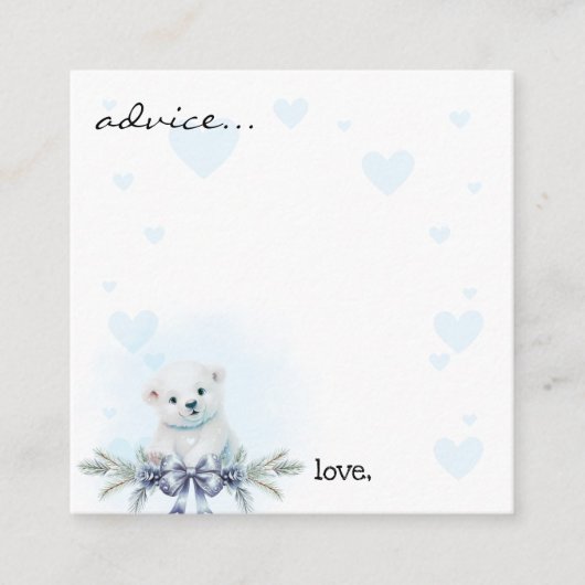 Winter Polar Beer Boy Baby shower Advies Kaarten (Voorkant)