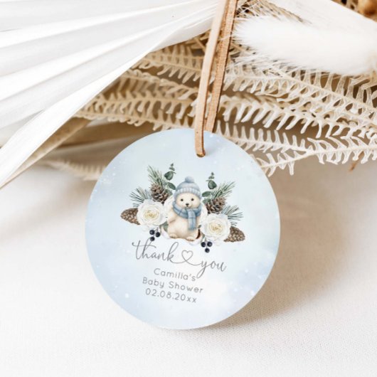 Winter Polar Beer Boy Baby shower Bedankjes Labels