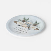 Winter Polar Beer Boy Baby shower Papieren Bordje (Gekanteld)